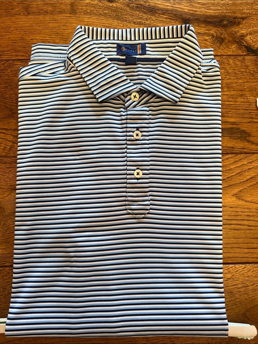 Men's Striped Polo Shirt - Navy & White